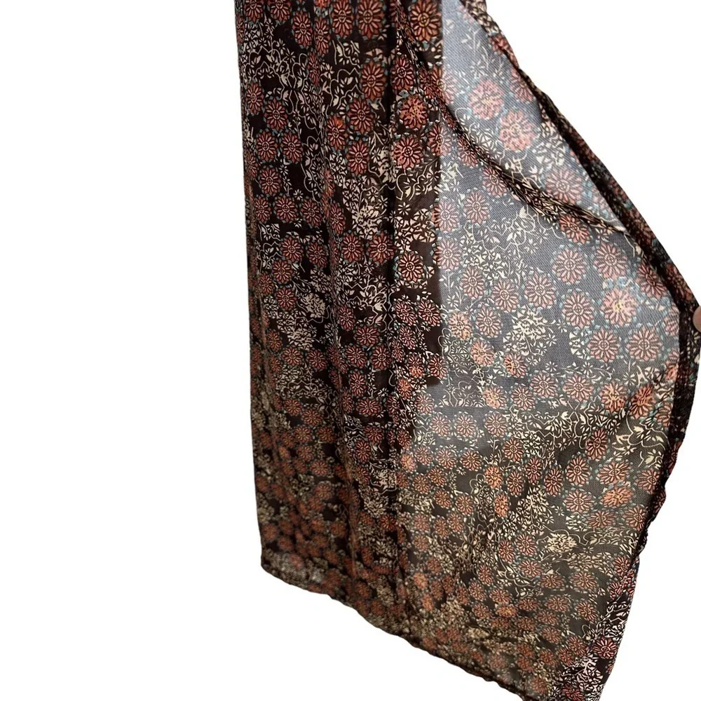 Nasty Gal Womens One on One Floral Jumpsuit Sz 2 Brown One Shoulder Side Slits - Picture 6 of 10